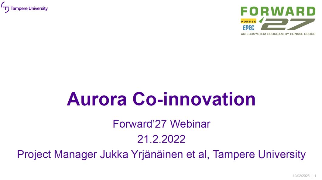 Ponsse Epec FORWARD’27 ecosystem webinars continued Feb 21st ...